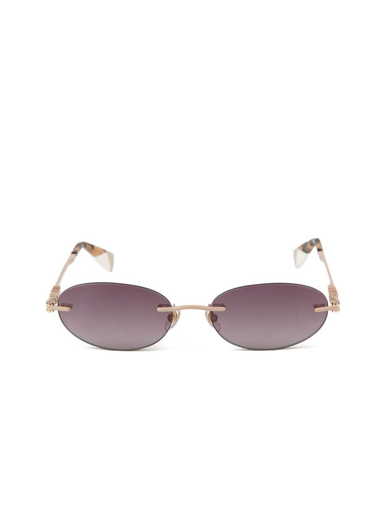 Furla Sfub29 Metal Oval Sunglasses — Beige