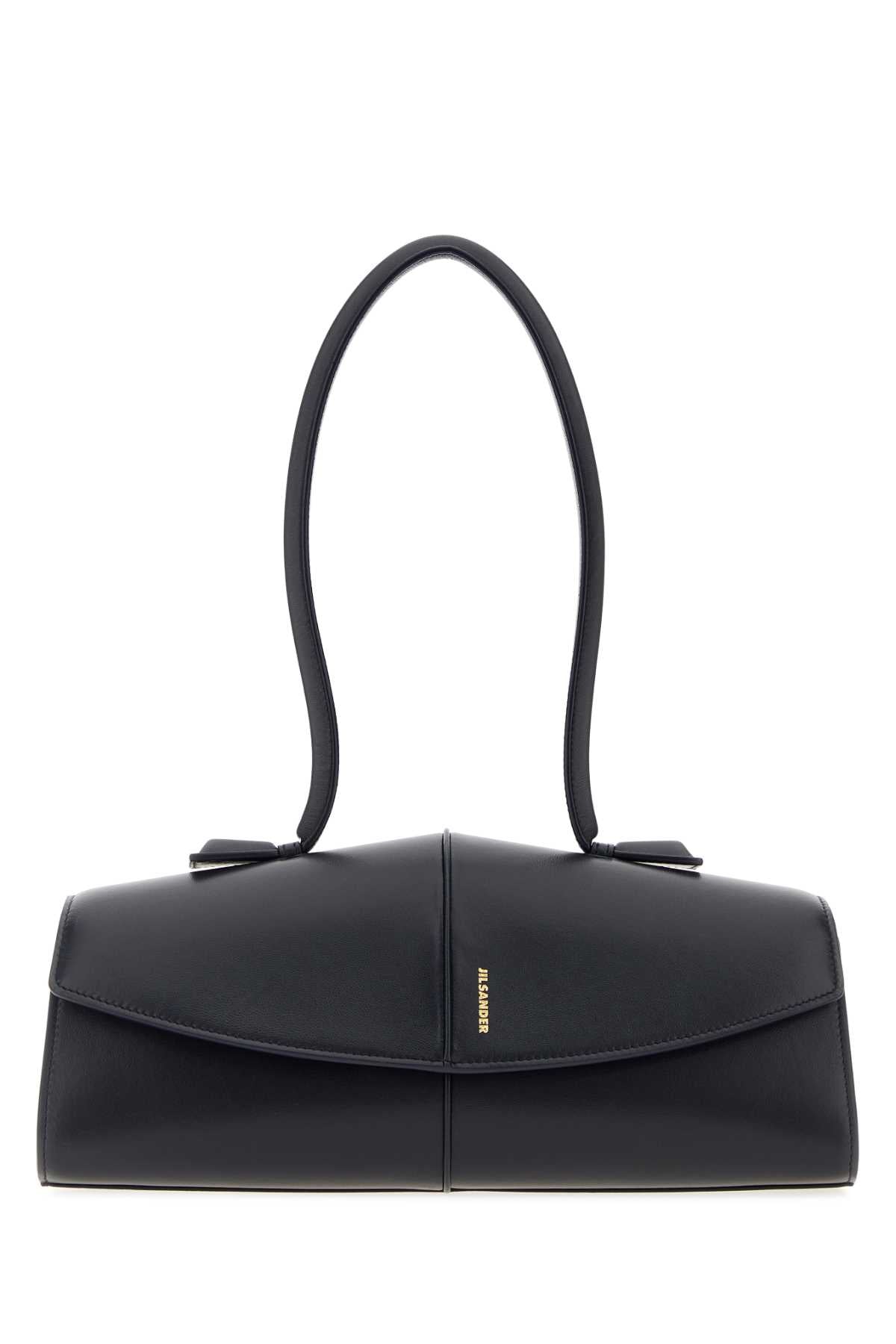 Jil Sander Structured Leather Shoulder Bag — Black