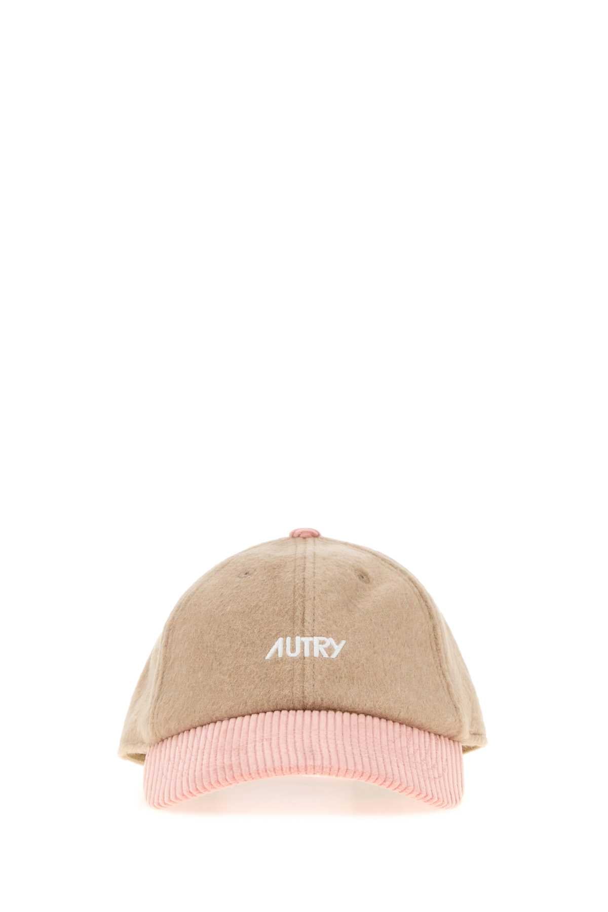 Autry Caps Wool-Blend Flannel Baseball Cap — Beige Exterior: Wool Polyester
