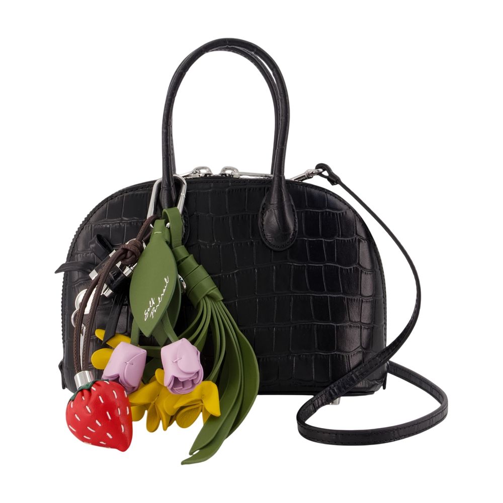 Self-Portrait Toast Mini Top Handle Bag — Black Calfskin