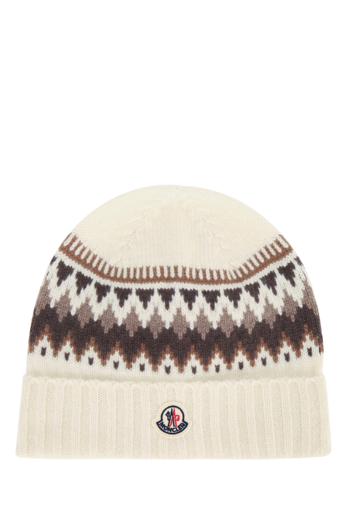 Moncler Jr Hat Jacquard Knit Winter — Cream Wool