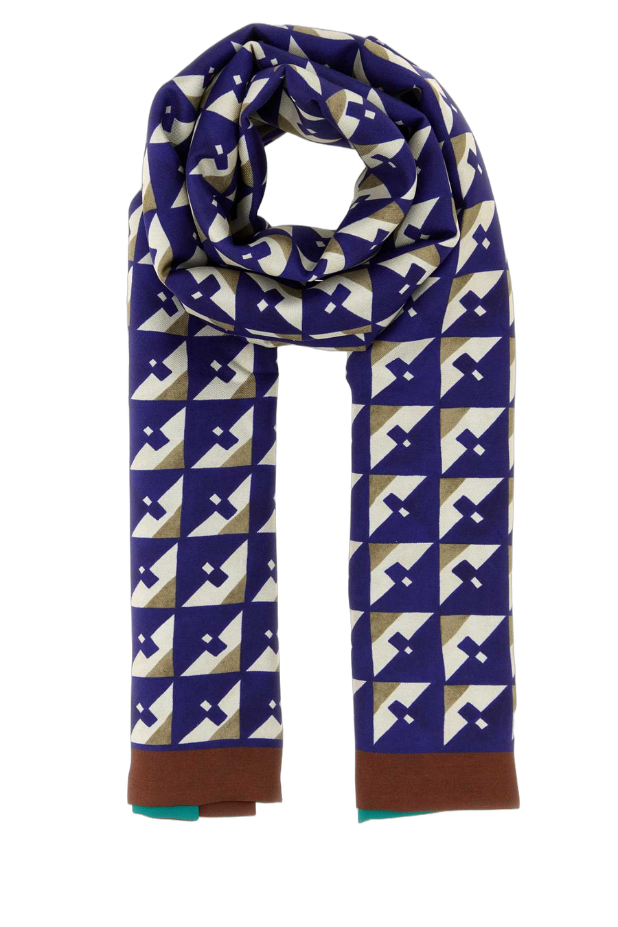 Miu Miu Geometric Silk Scarf — Navy Exterior: Scarfs