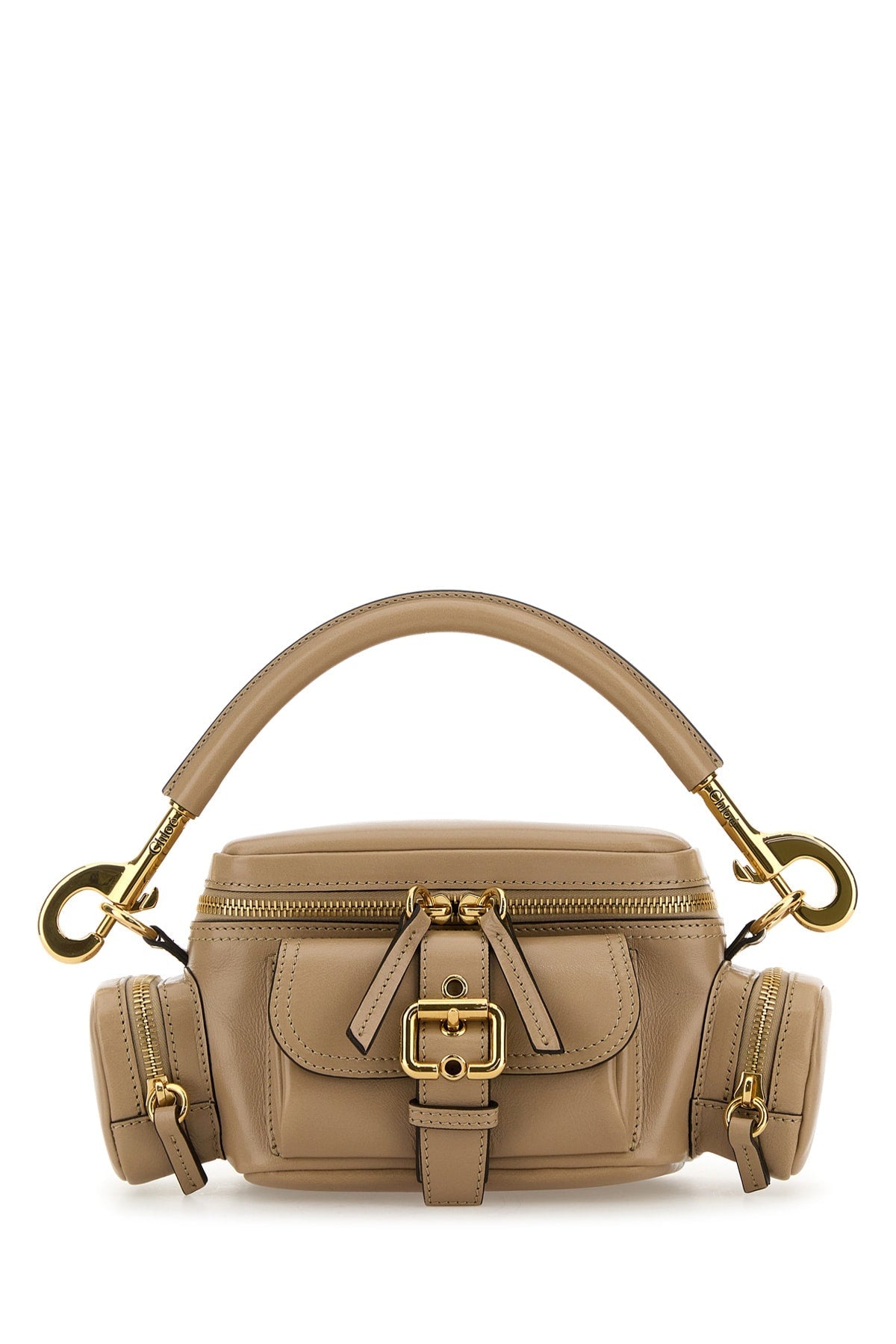 Chloé Buckle-Fastened Leather Top Handle Bag — Beige