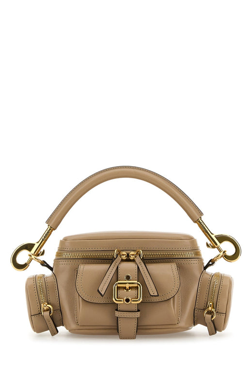 Chloé Buckle-Fastened Leather Top Handle Bag — Beige