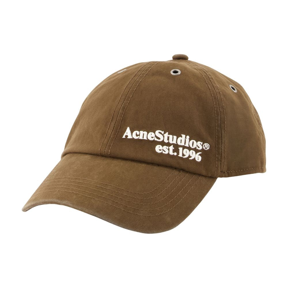 Acne Studios C40474-700 Logo-Embroidered Cotton Baseball Cap — Brown Caps