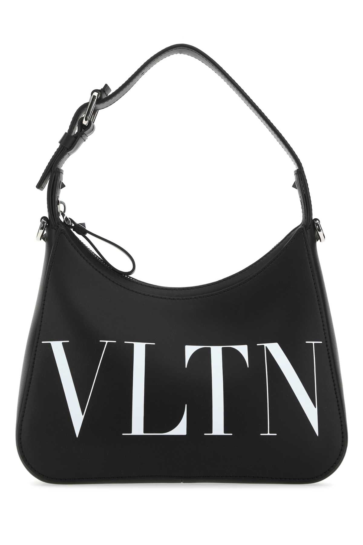 Valentino Garavani Logo-Embroidered Leather Shoulder Bag — Black