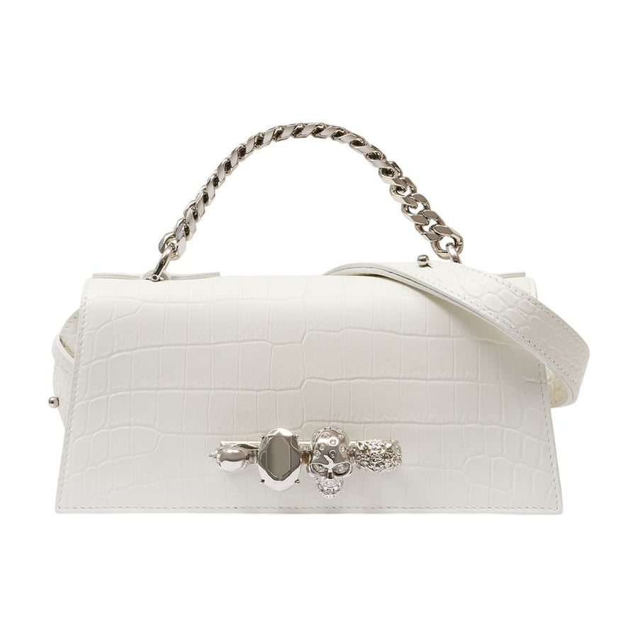 Alexander Mcqueen Jewel Shoulder Bag — White Exotic_leather