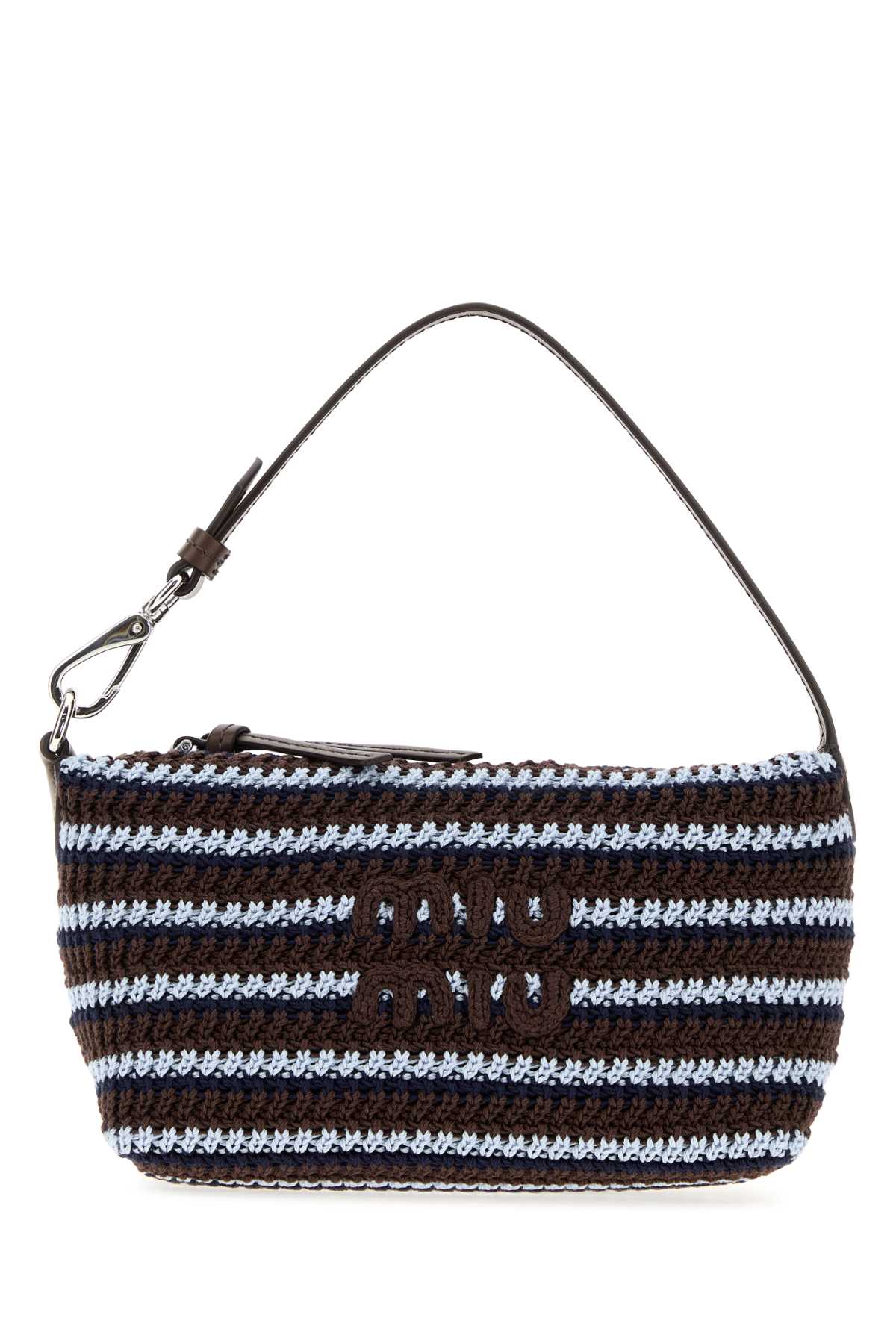 Miu Miu Embroidered Crochet Shoulder Bag — Brown