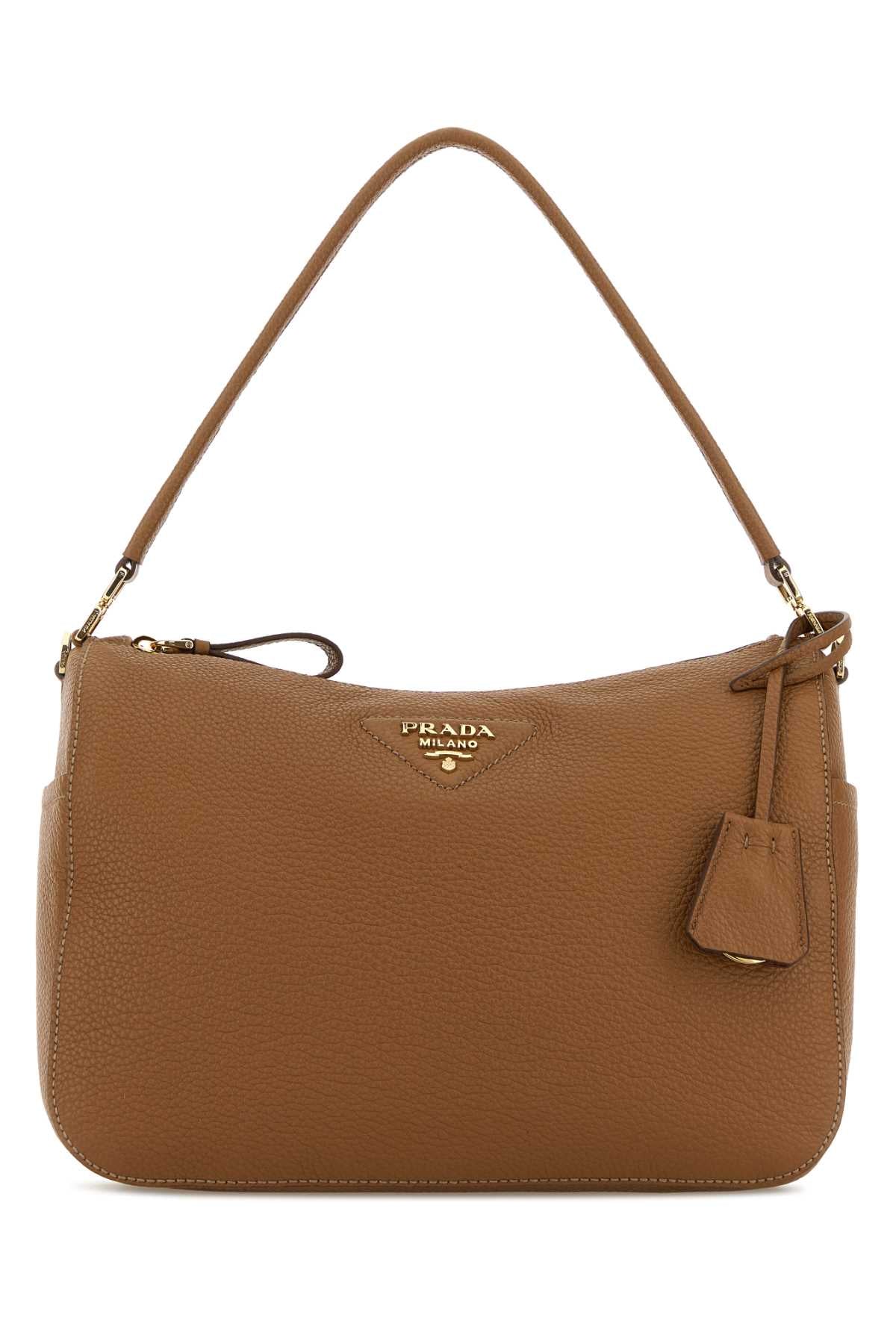 Prada Deer Leather Shoulder Bag — Brown