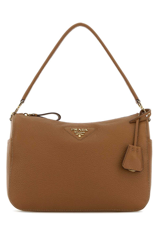 Prada Deer Leather Shoulder Bag — Brown