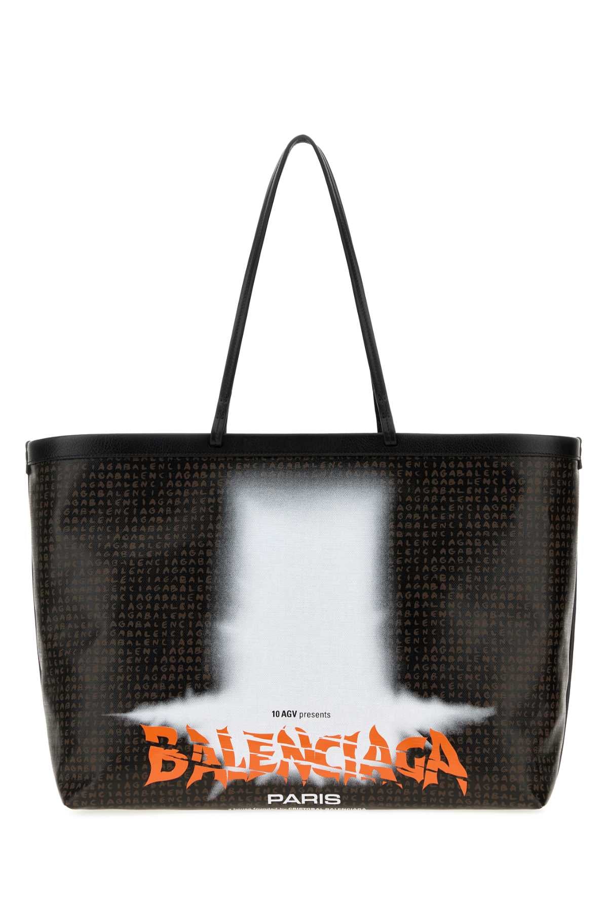 Balenciaga Graphic-Print Tote Bag — Black