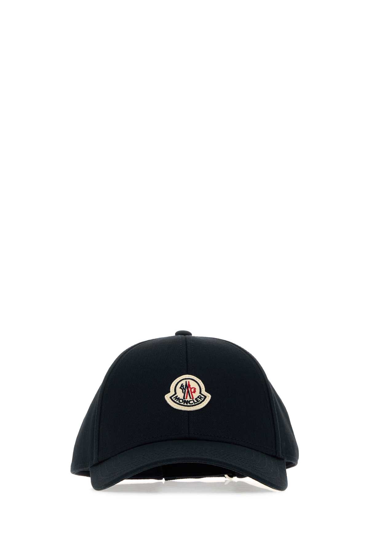 Moncler Baseball Logo-Embroidered Cotton Cap — Black Caps
