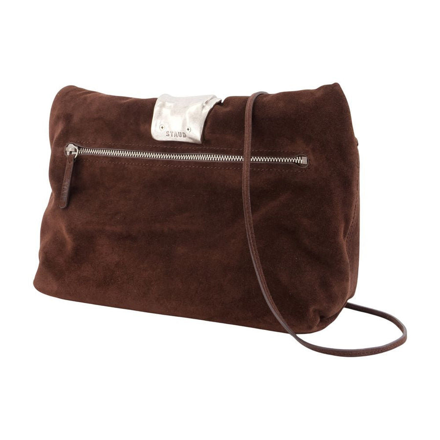 Staud Suede Clutch — Brown Cowhide