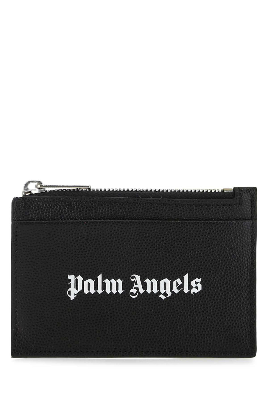 Palm Angels Logo-Embroidered Leather Card Case — Black Wallet