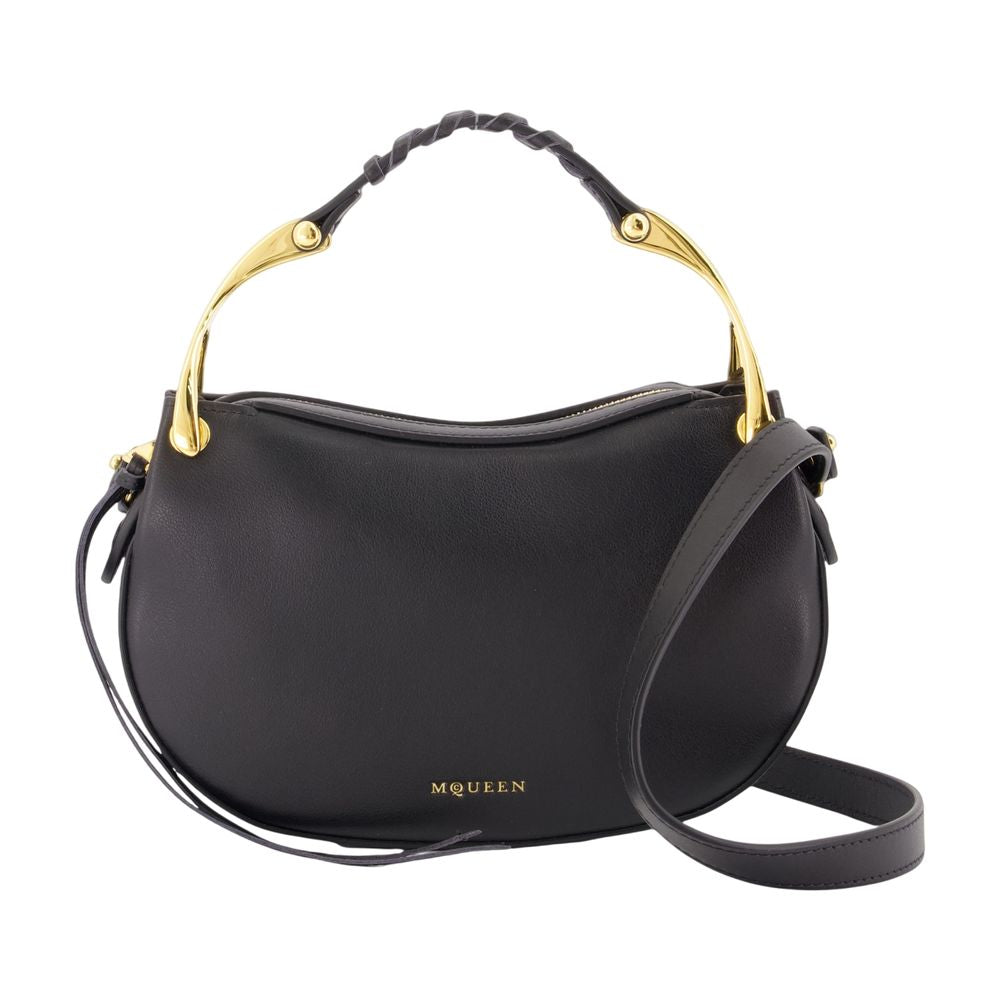 Alexander Mcqueen Wishbone Mini Crossbody Bag — Black Calfskin
