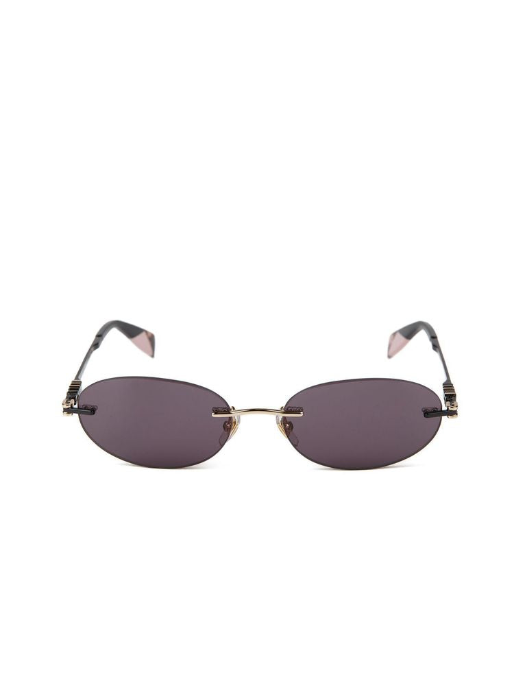 Furla Sfub29 Polished Metal Oval Sunglasses — Rose Gold