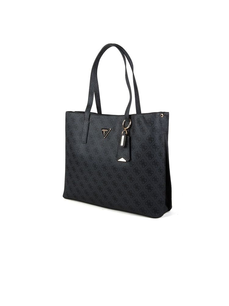 Guess Logo-Embossed Polyurethane Tote Bag — Black