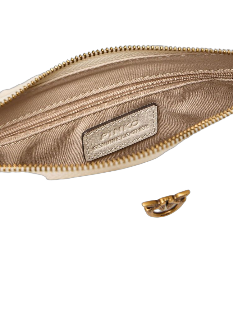 Pinko Half Moon Baguette Shoulder Bag — White Goat Leather