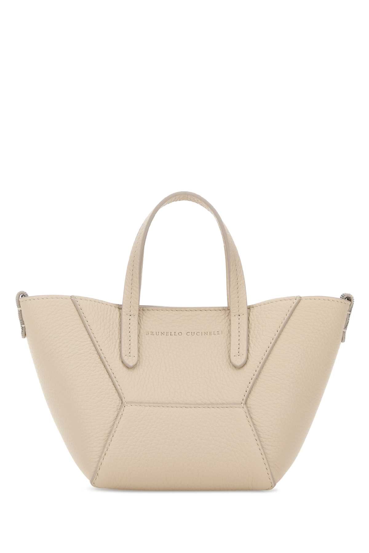 Brunello Cucinelli Leather Tote Bag — Beige