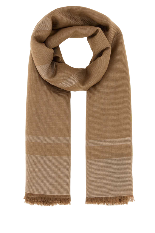 Saint Laurent Grand Carré Cassandre Scarf — Brown Exterior: Cashmere Silk Scarfs