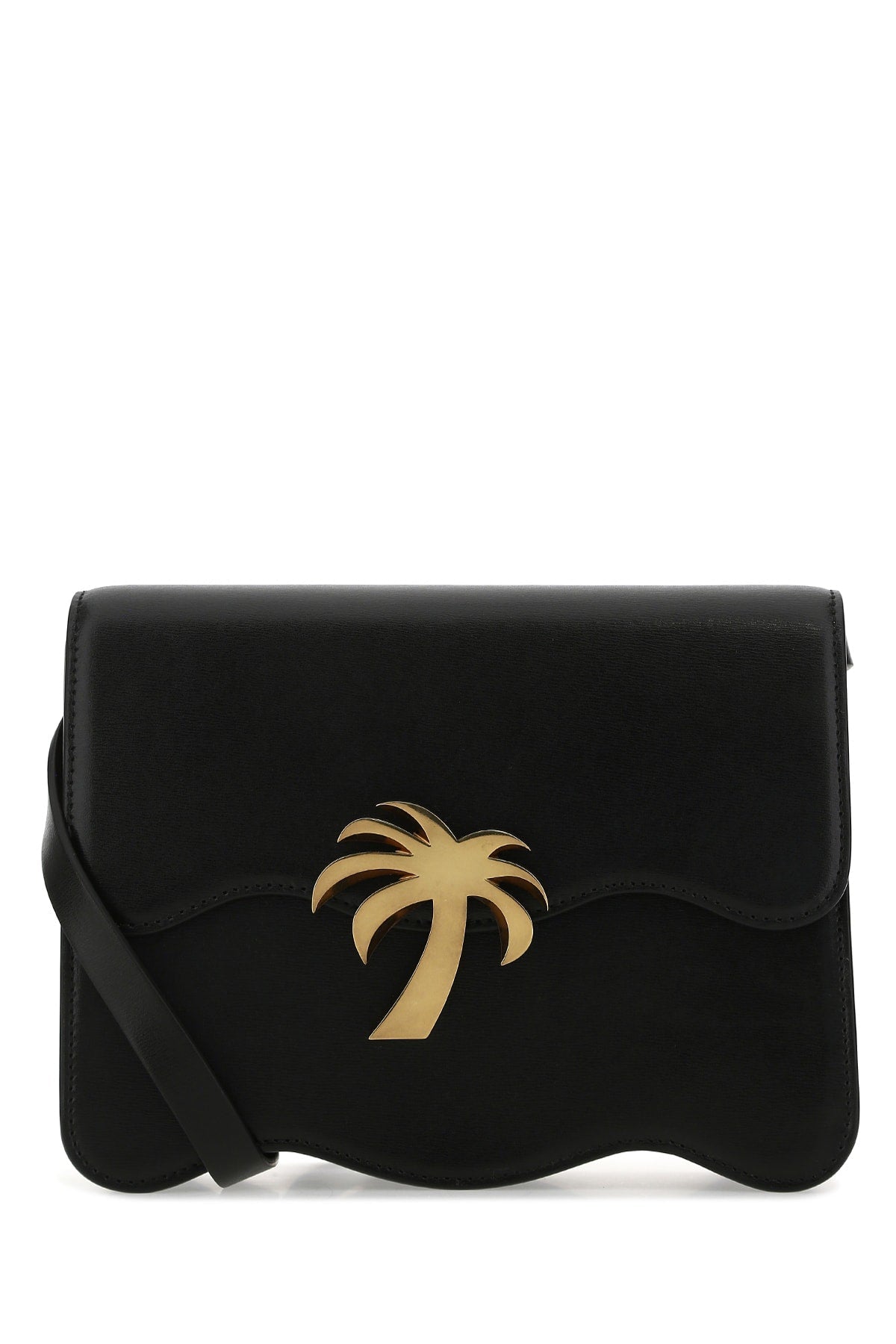 Palm Angels Palm-Emblem Leather Shoulder Bag — Black