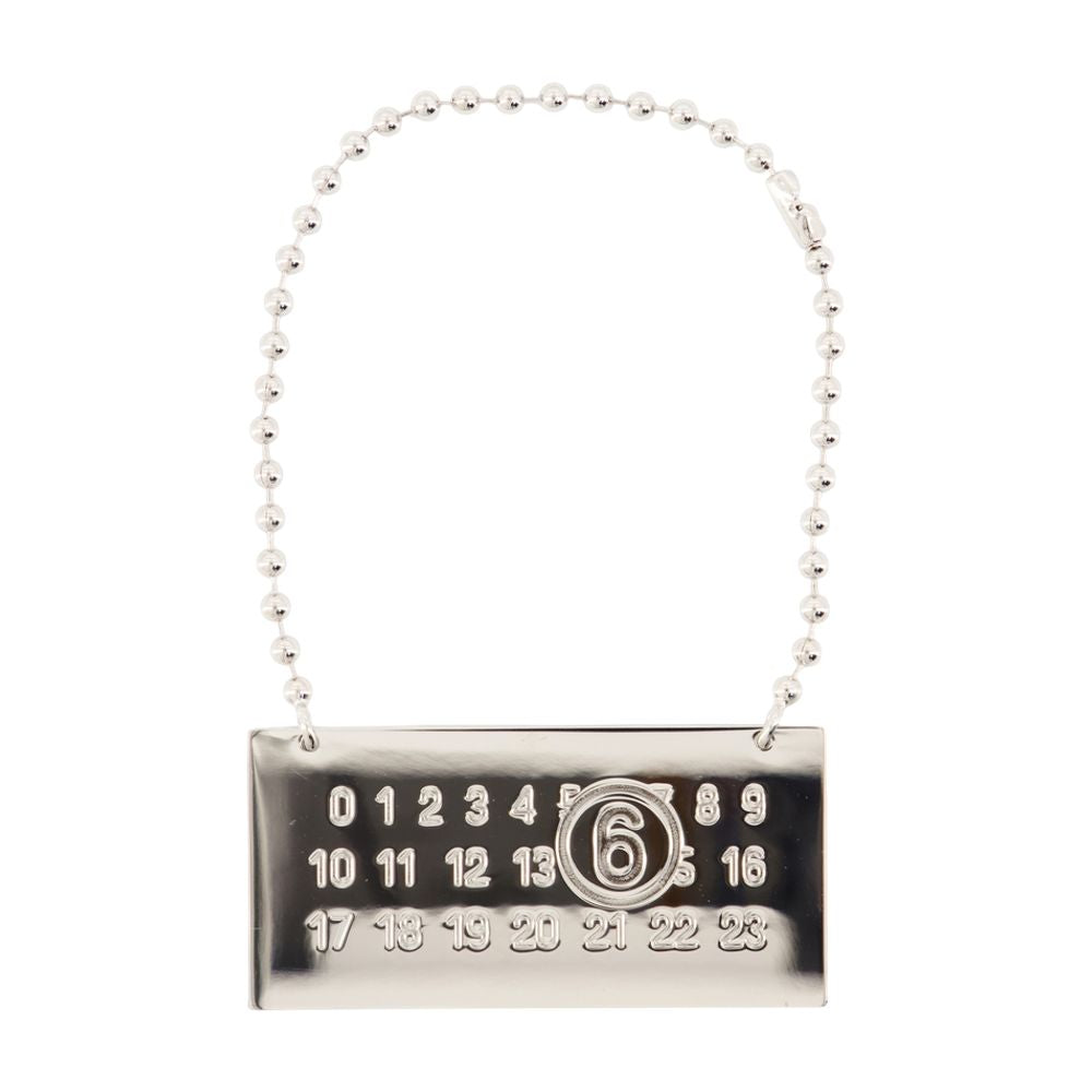 Mm6 Maison Margiela Logo Plaque Charm Necklace — Silver Metal Necklaces