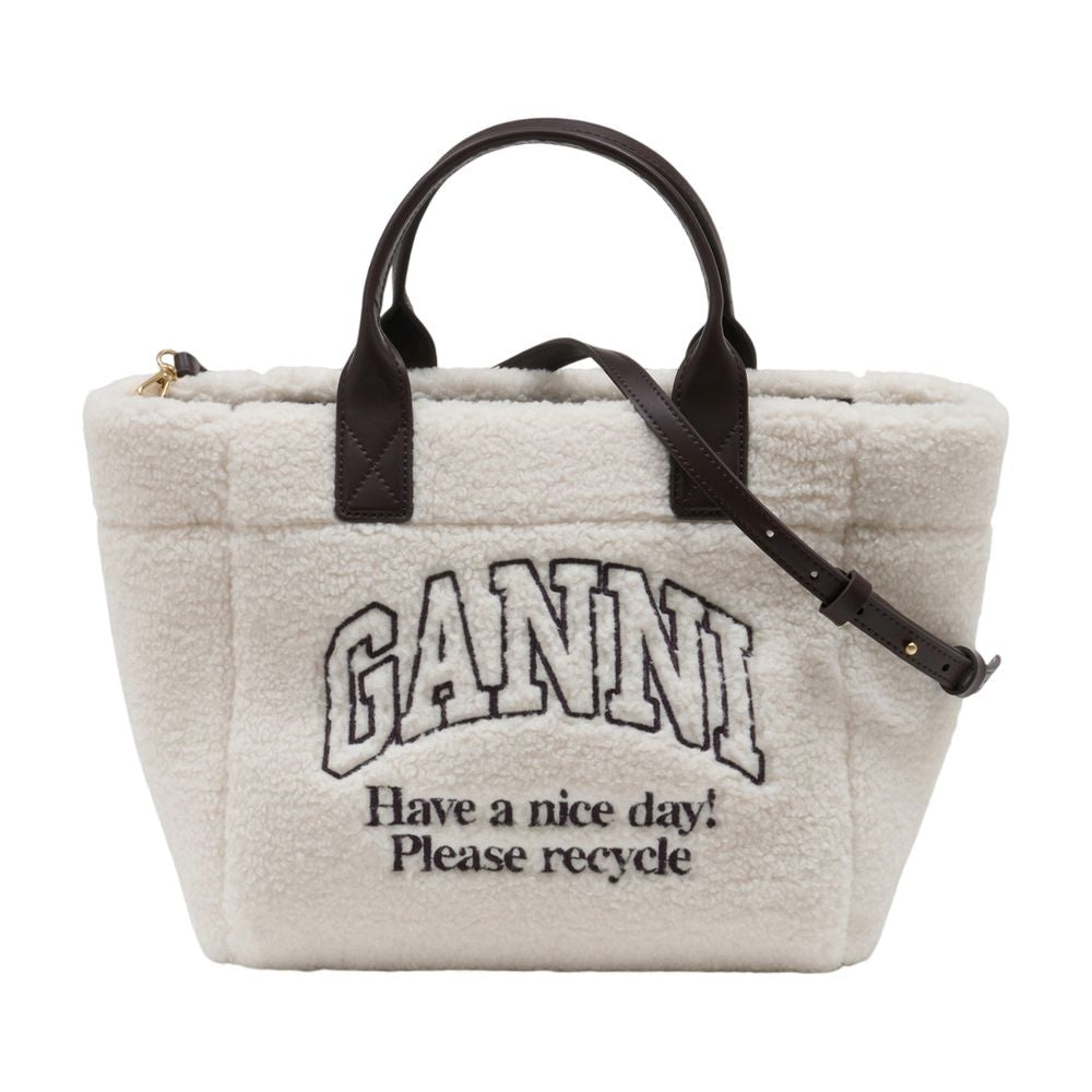 Ganni Quilted Synthetic Tote Bag — White