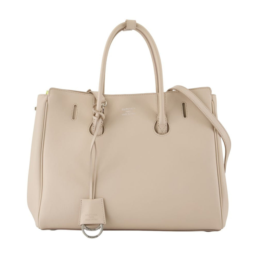 Balenciaga Hampton Carry Shoulder Bag — Beige Calfskin