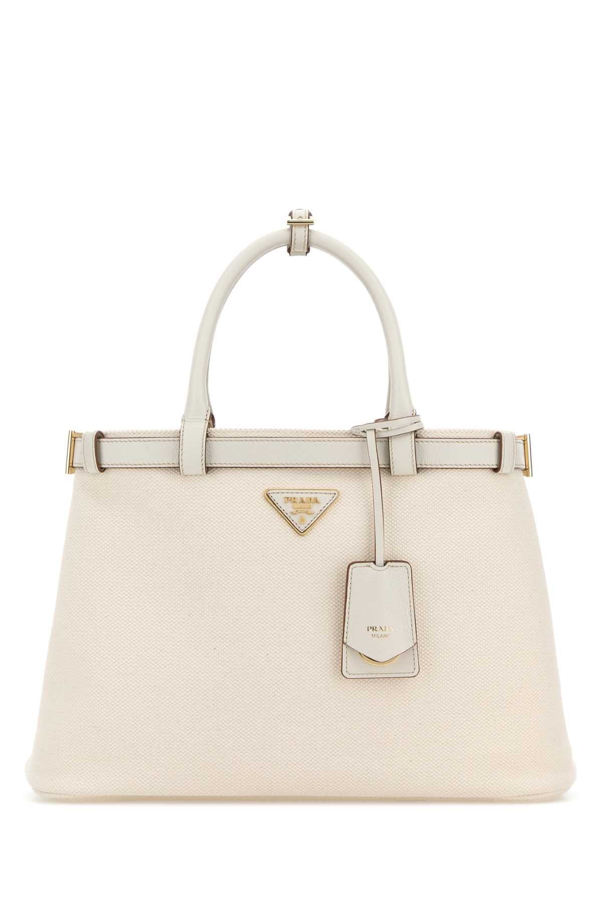 Prada Top Handle Bag — White Co-calf Leather