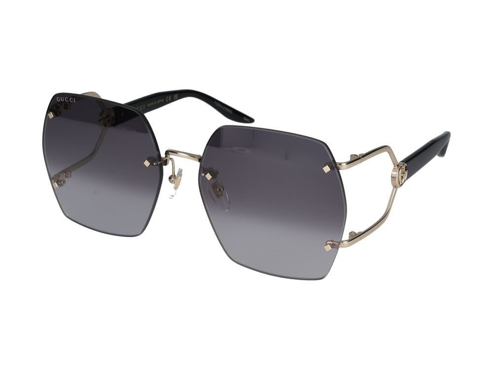 Gucci Gg1562s Oversized Rimless Metal Sunglasses — Gold