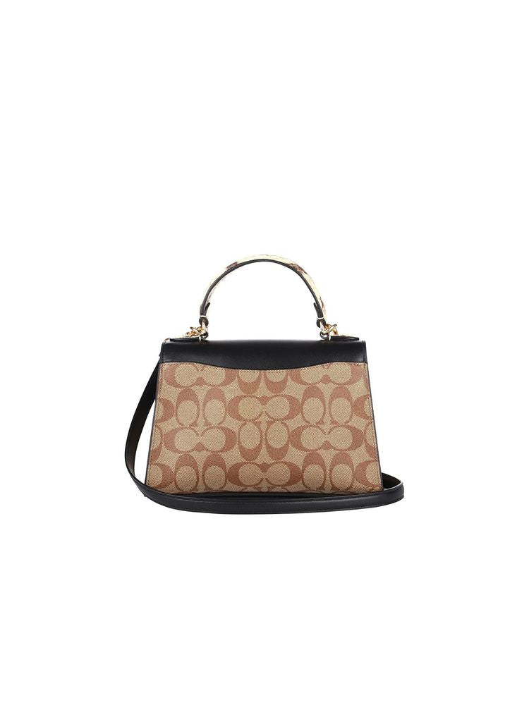 Coach Monogram Canvas With Leather Trim Top Handle Bag — Gold Coated Canvas/leather
