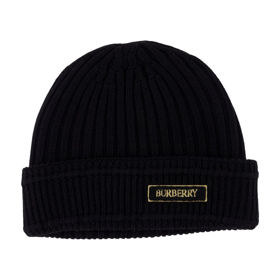 Burberry 8103340-A1189 Ribbed Wool Cashmere Beanie — Black Beanies