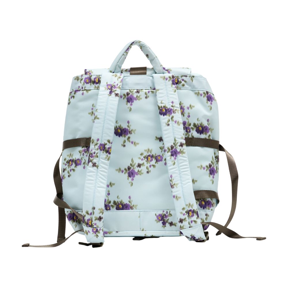 Ganni Floral-Print Recycled Synthetic Backpack — Blue