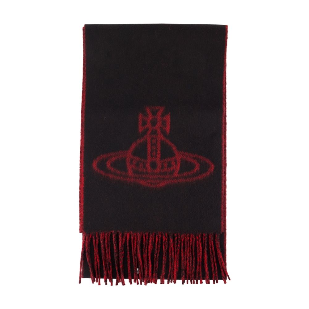 Vivienne Westwood Logo-Embroidered Wool Scarf — Black Scarfs