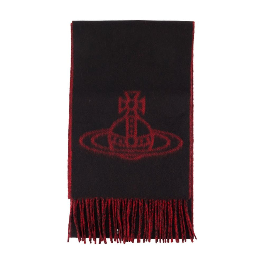 Vivienne Westwood Logo-Embroidered Wool Scarf — Black Scarfs