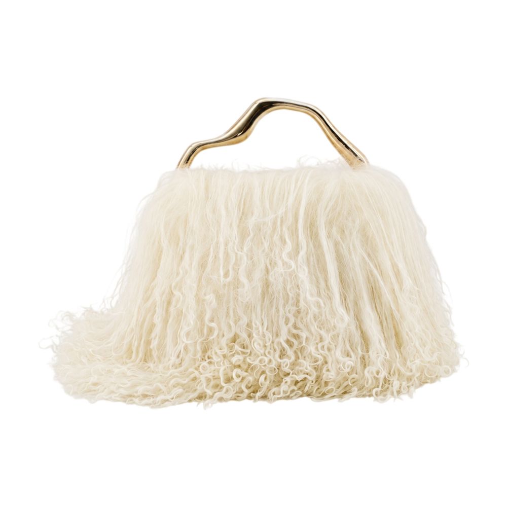 Cult Gaia Backgammon Clutch — Ivory Faux_fur