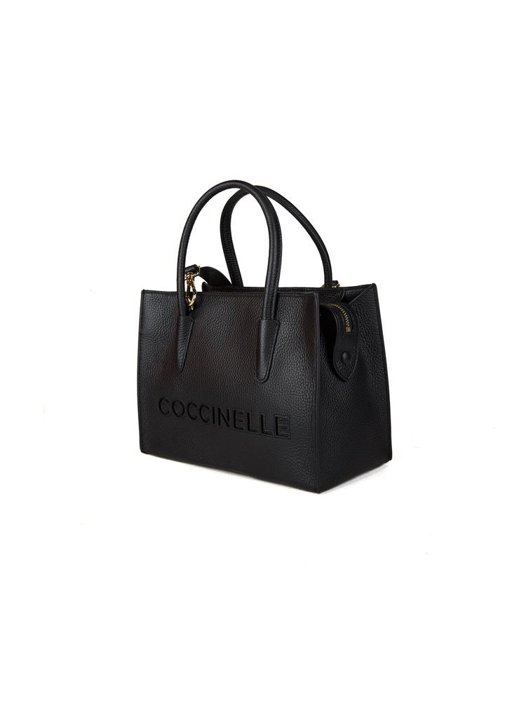 Coccinelle Grained Cowhide Tote Bag — Black