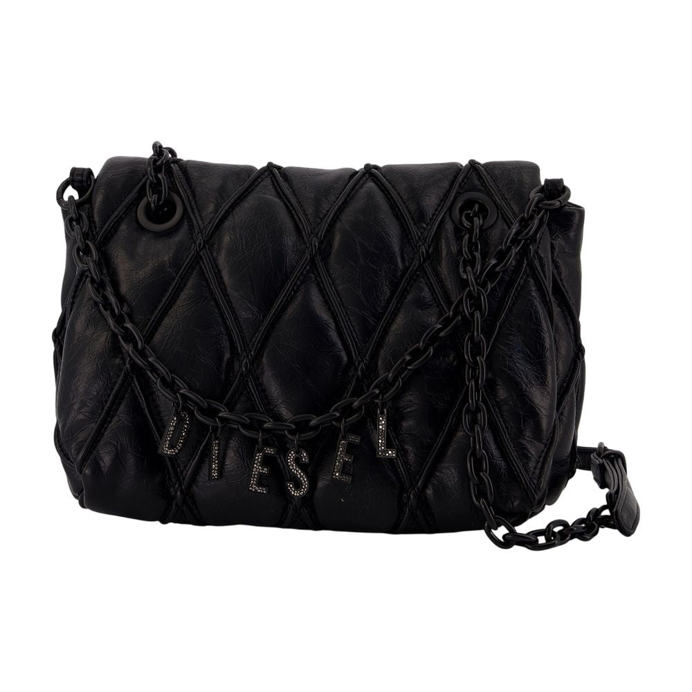 Diesel Charm-D Shoulder Bag — Black Faux_leather