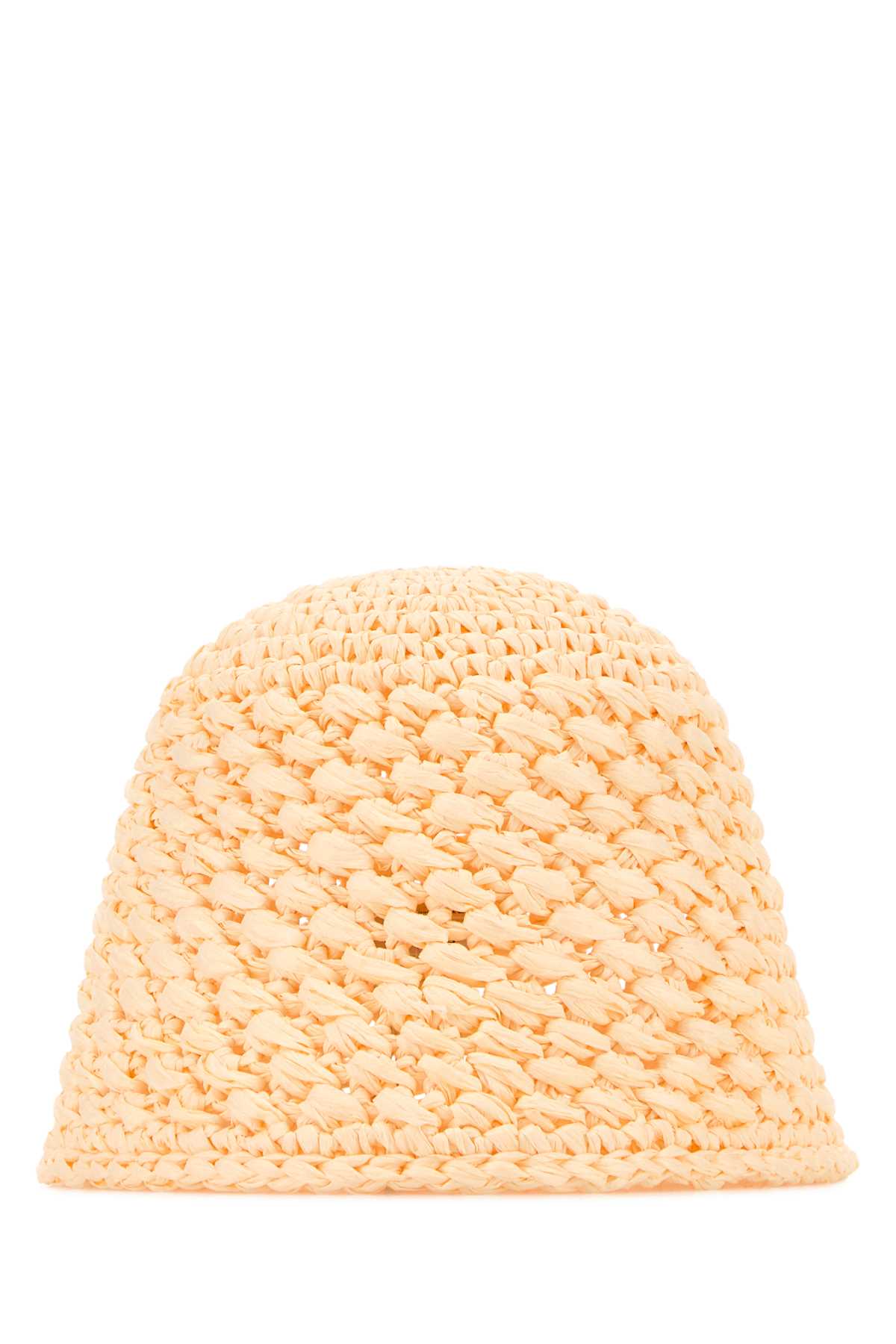Agnona Crochet Straw Bucket Hat — Beige Exterior