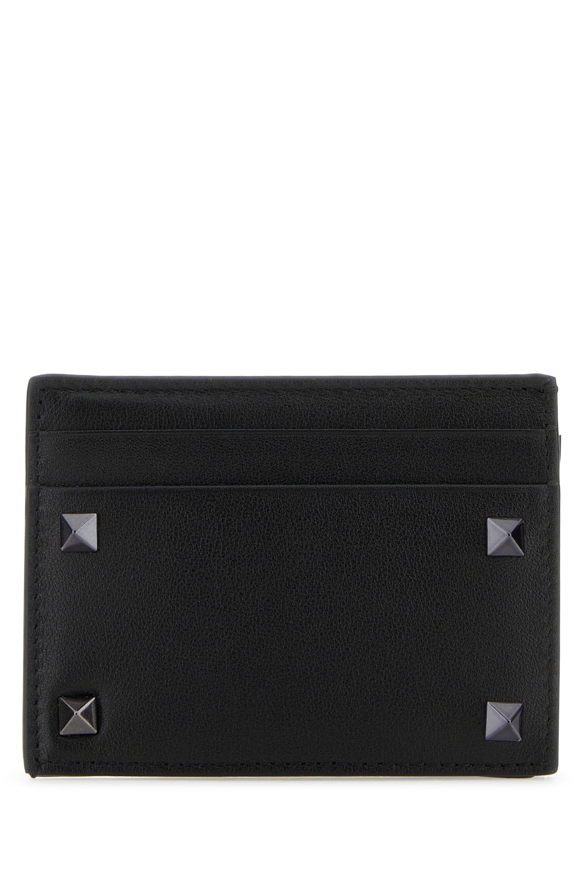 Valentino Garavani Pyramid Stud-Embellished Wallet — Black Leather