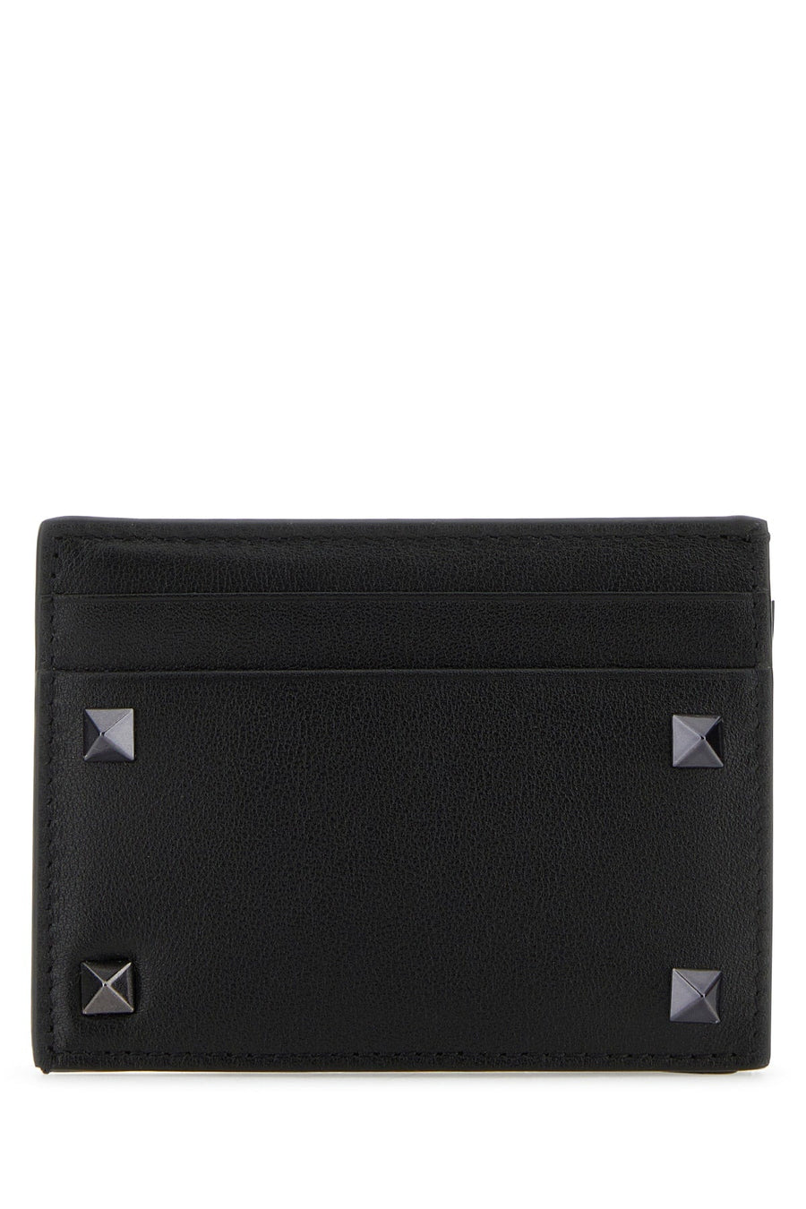 Valentino Garavani Pyramid Stud-Embellished Wallet — Black Leather
