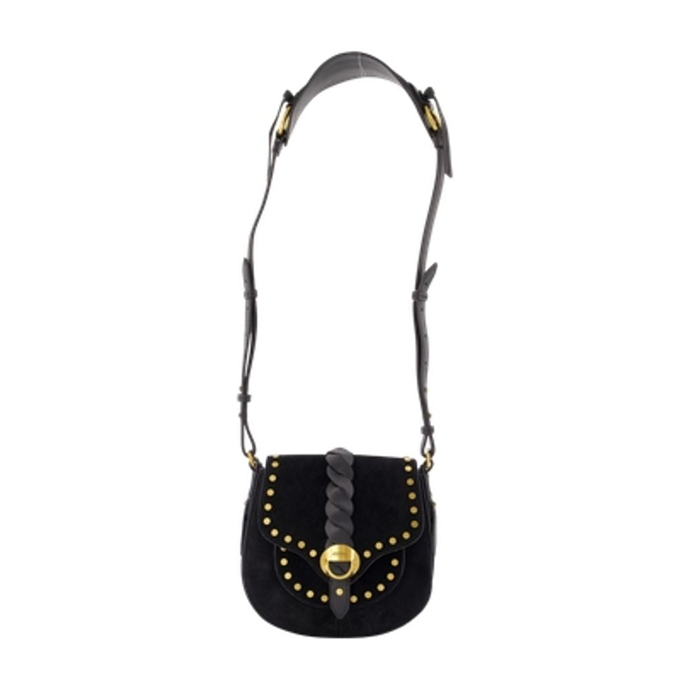 Isabel Marant Studded Calfskin Crossbody Bag — Black