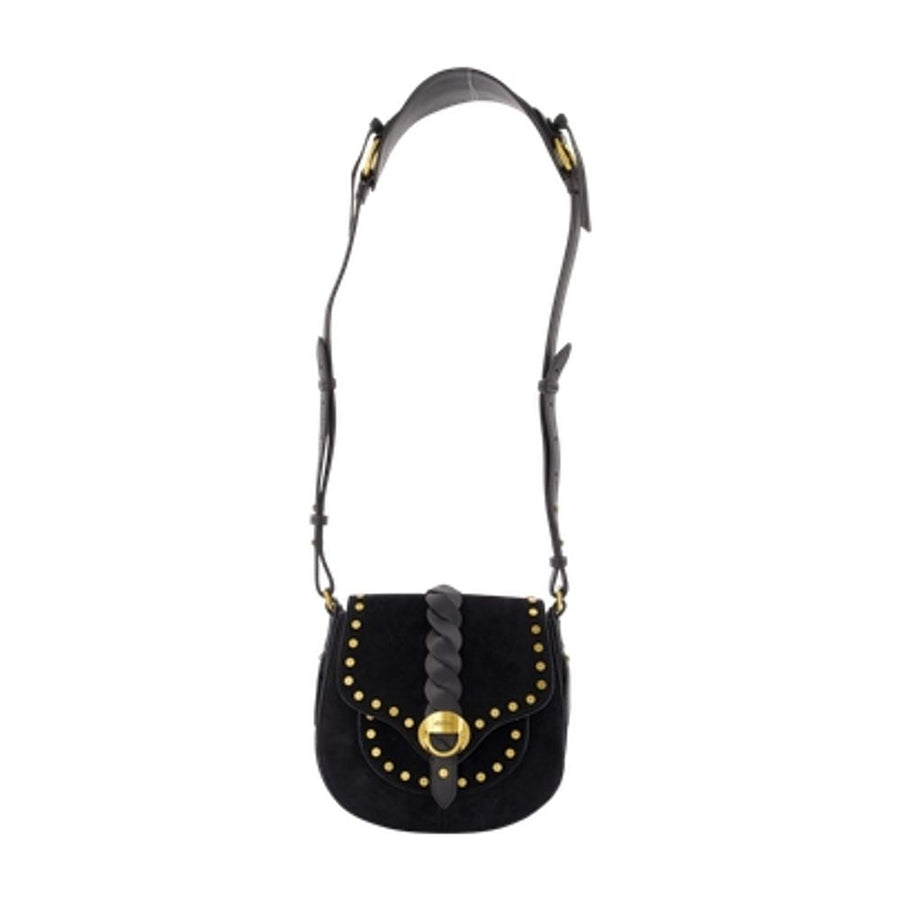 Isabel Marant Studded Calfskin Crossbody Bag — Black