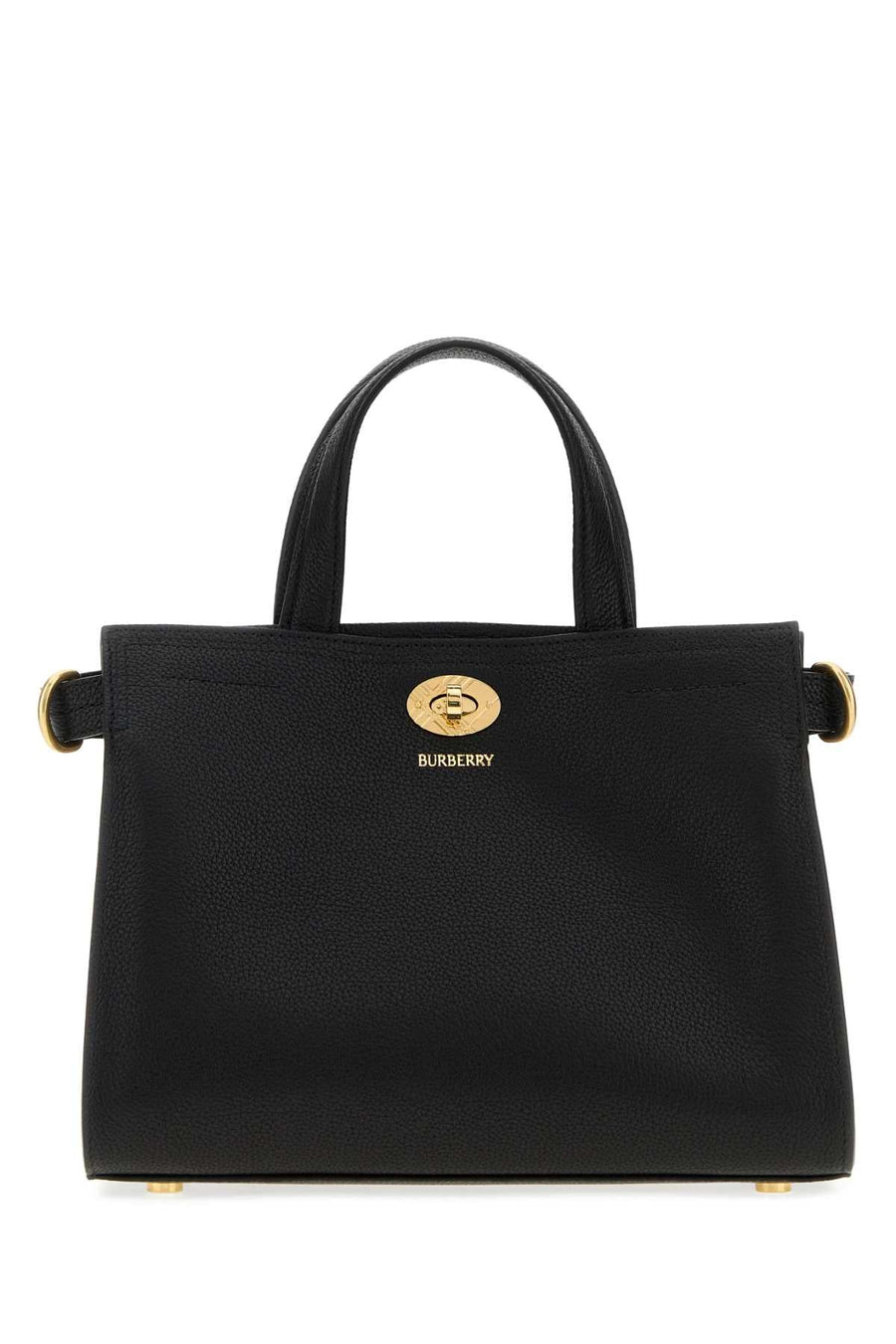 Burberry Pebbled Calf Leather Top Handle Bag — Black