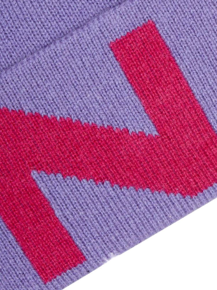 Pinko 101507 Colorblock Wool-Cashmere Beanie — Purple Beanies