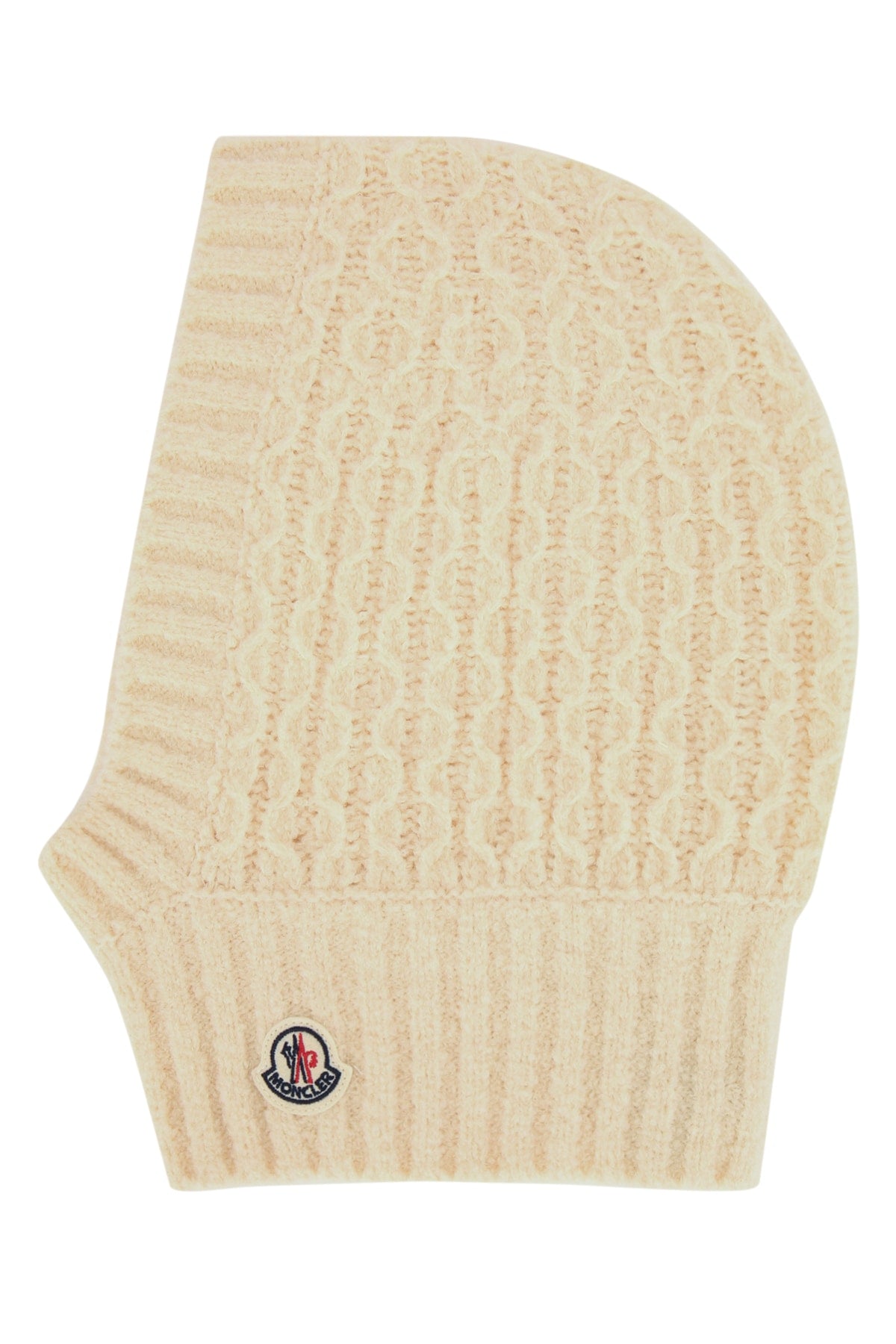 Moncler Jr Balaclava Cable-Knit Wool — Beige Winter Hats