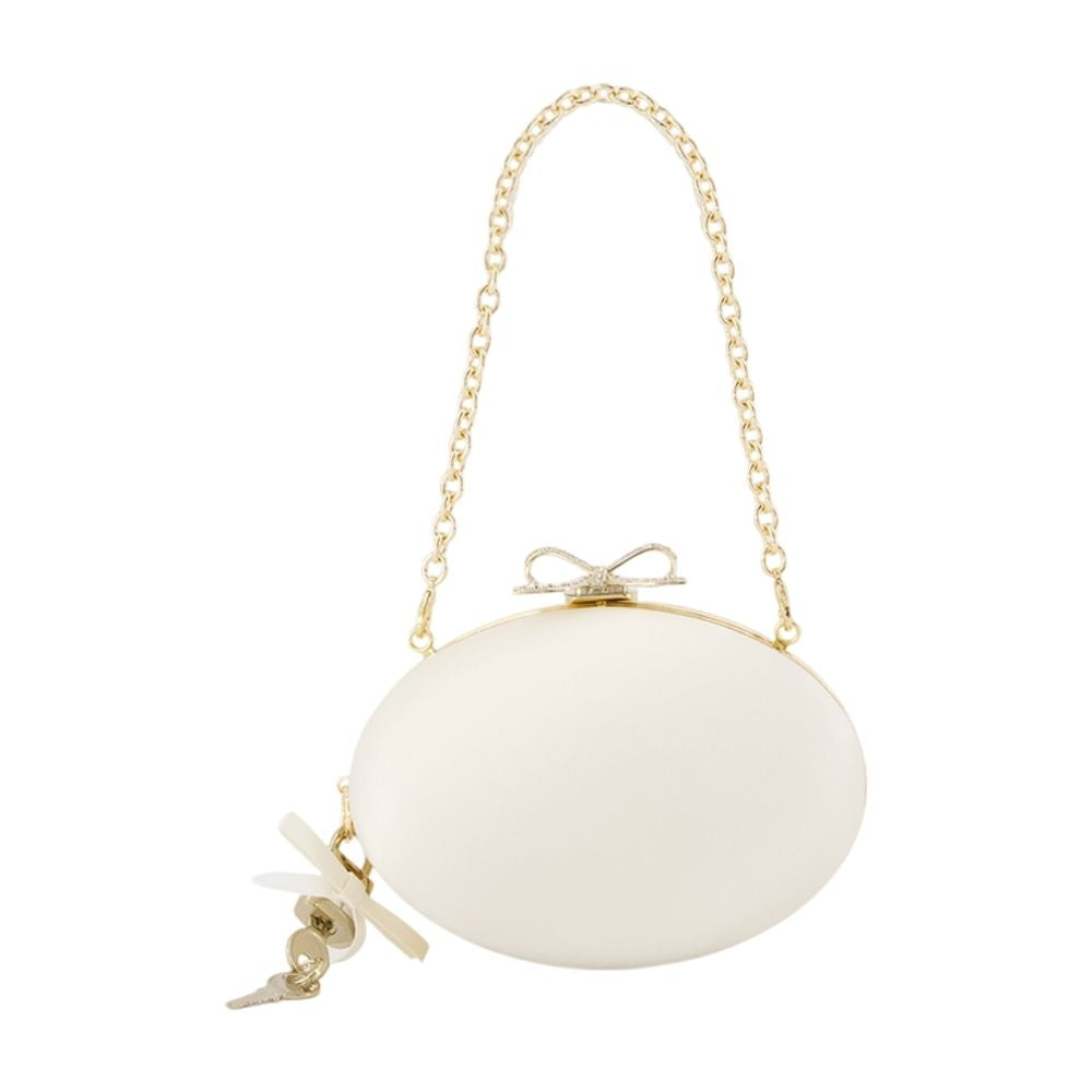 Self-Portrait Oval Synthetic Clutch — White