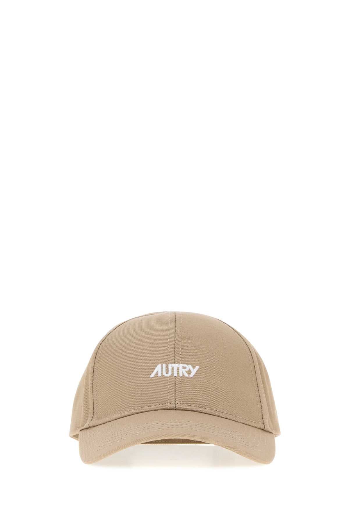 Autry Caps Logo-Embroidered Cotton Baseball Cap — Beige Exterior