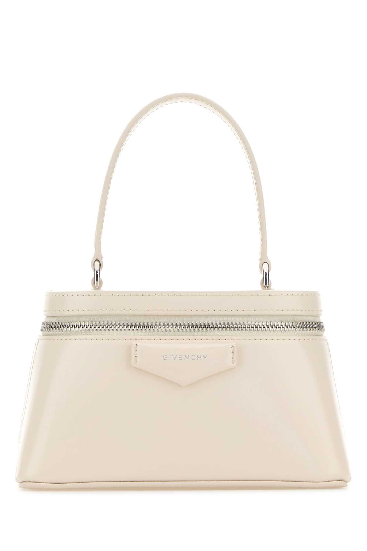 Givenchy Structured Calf Leather Top Handle Bag — Beige