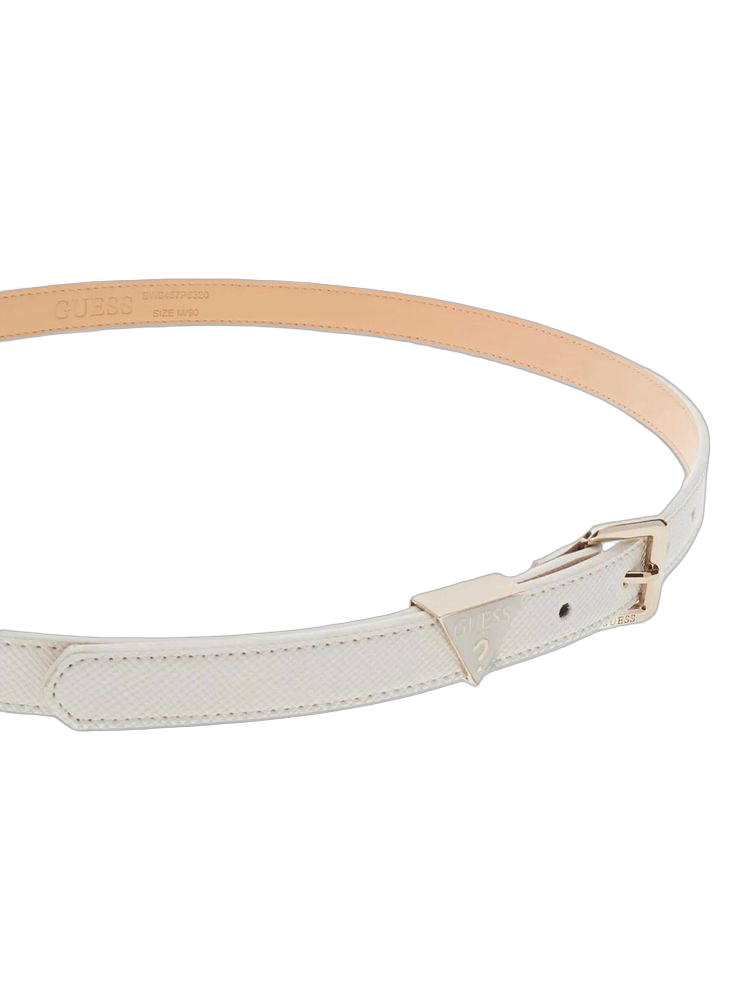 Guess Textured Polyester Belt — White